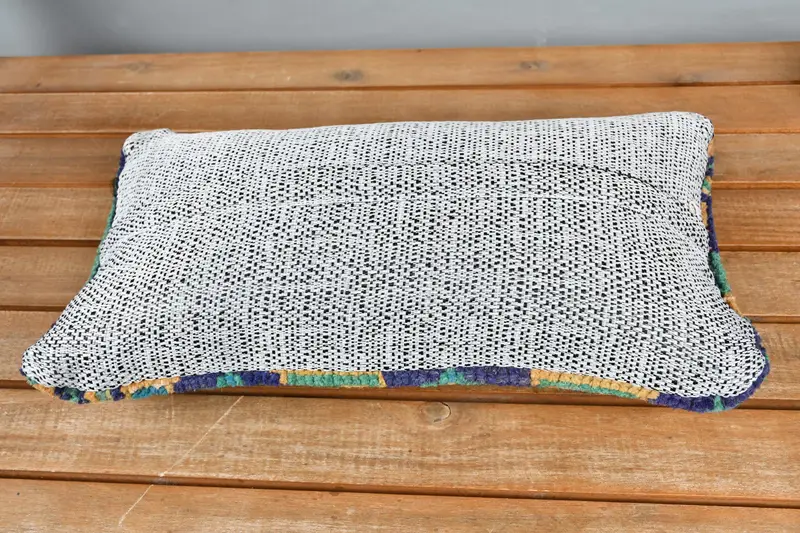 8x16 Blue Cushion, Vintage Kilim Pillow, Cushion Case, Kilim Cushion Sham, Turkish Pillow, Outdoor Bolster Cushion Case, Anatolian Cushion - 5