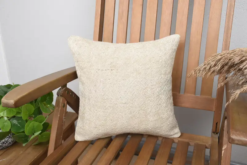 Beige besticktes Kissen im Südwesten, Vintage-Wurfkissen mit Reißverschluss