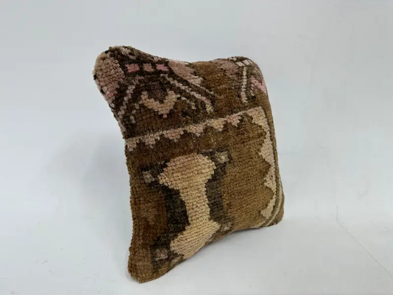 Cushion Case, Pillow for Sofa, Kilim Cushion Sham, Southwestern Cushion Case, Interior Designer Pillow, 12x12 Brown Cushion Cover - 3