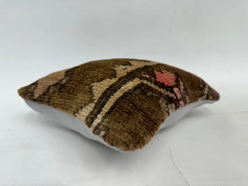 Cushion Case, Pillow for Sofa, Kilim Cushion Sham, Southwestern Cushion Case, Interior Designer Pillow, 12x12 Brown Cushion Cover - 6