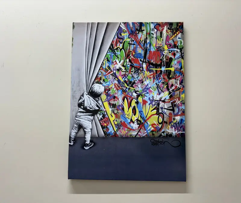 鮮やかなバンクシー グラフィティ キャンバス プリント - アーバン アート マスターピース