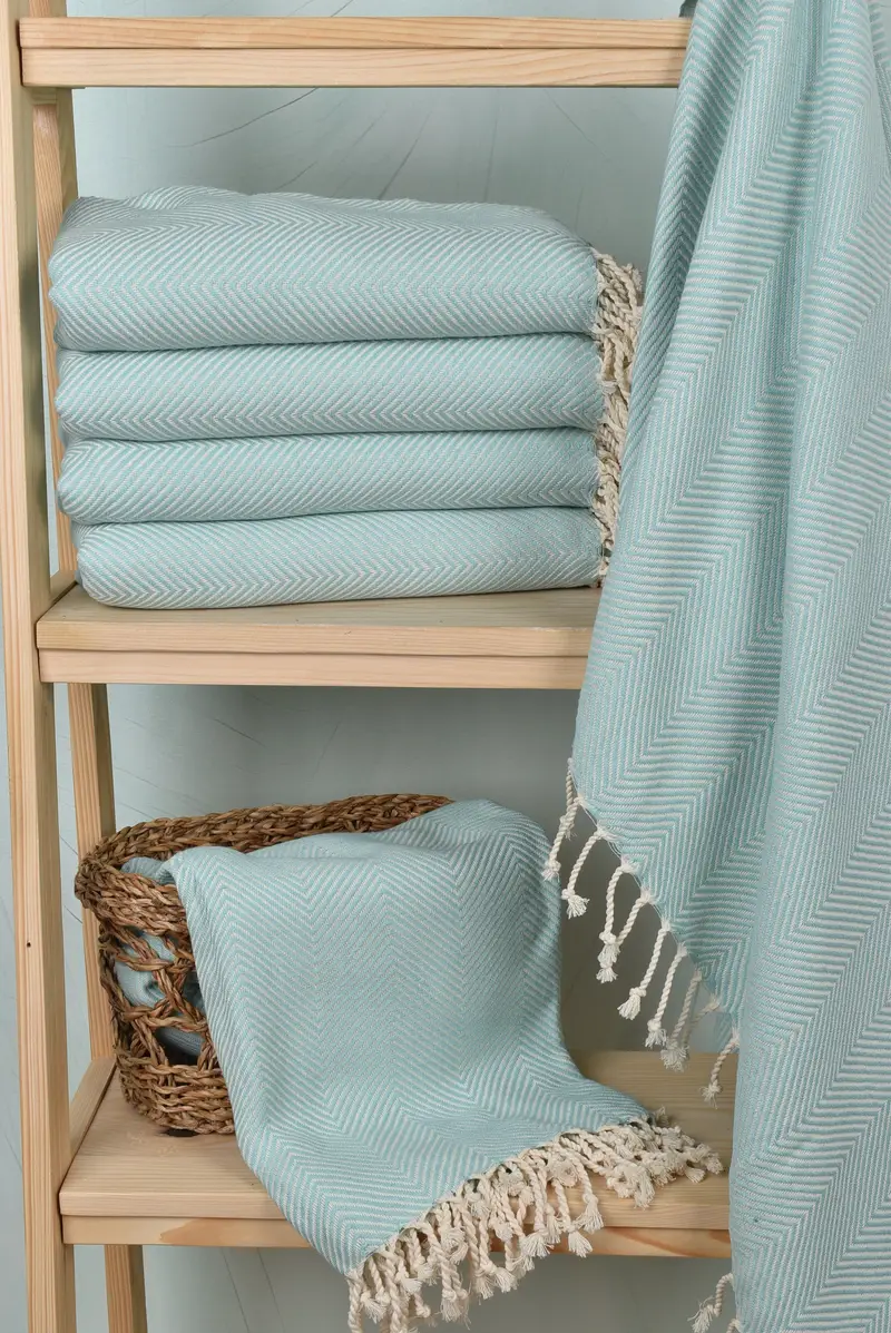 Valentines Day Gift For Her, Hammam towel, Absorbent towel, Bachelorette Party Favors, Mother Of The Groom Gift, 70x40 Cotton Herringbone Towel - 3