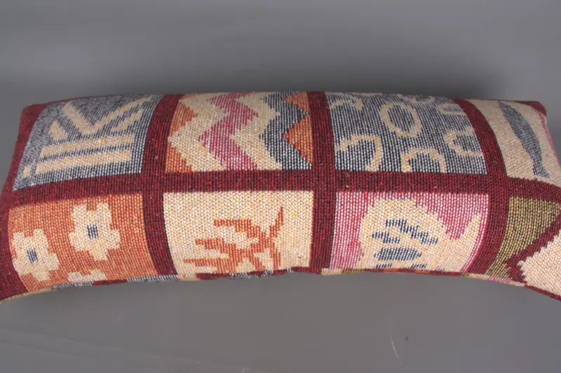 Cushion, Boho Throw Pillow, Handmade Kilim Cushion, Vintage Kilim Pillow, 16x36 Orange Pillow Sham, Kilim Pillow Cover, Outdoor Cushion - 7
