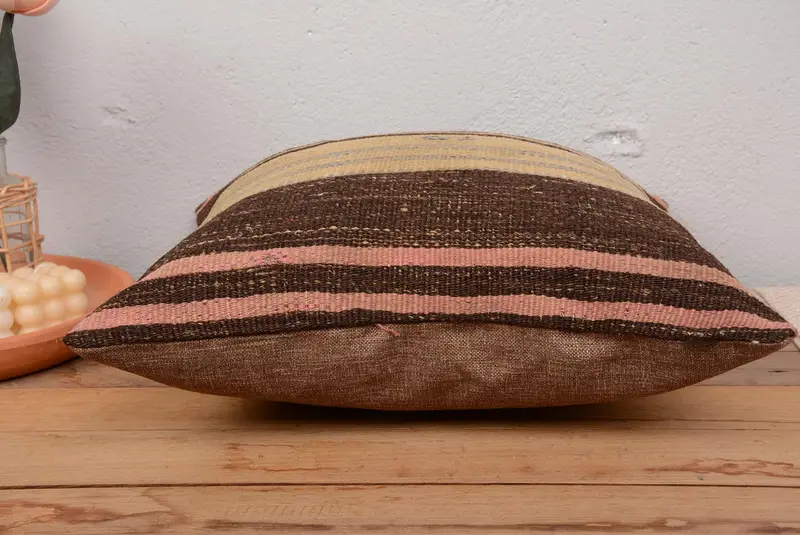 Antique Pillows, Lounge Throw Cushion Cover, Throw Kilim Pillow, Vintage Pillow Case, 18x18 Brown Cushion Cover, Kilim Cushion Sham, Pillow Case - 5
