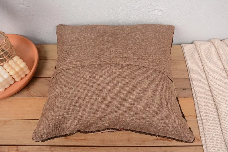 Antique Pillows, Lounge Throw Cushion Cover, Throw Kilim Pillow, Vintage Pillow Case, 18x18 Brown Cushion Cover, Kilim Cushion Sham, Pillow Case - 6