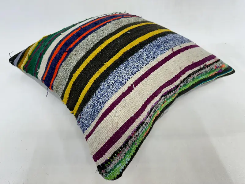 Bright Cushion Case, Cushion, Vintage Kilim Pillow, Throw Kilim Pillow, Pillow for Couch, 20x20 Yellow Pillow Cover, Hippie Throw Cushion Case - 6