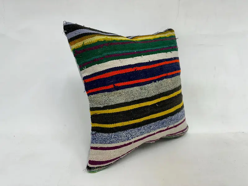 Bright Cushion Case, Cushion, Vintage Kilim Pillow, Throw Kilim Pillow, Pillow for Couch, 20x20 Yellow Pillow Cover, Hippie Throw Cushion Case - 3