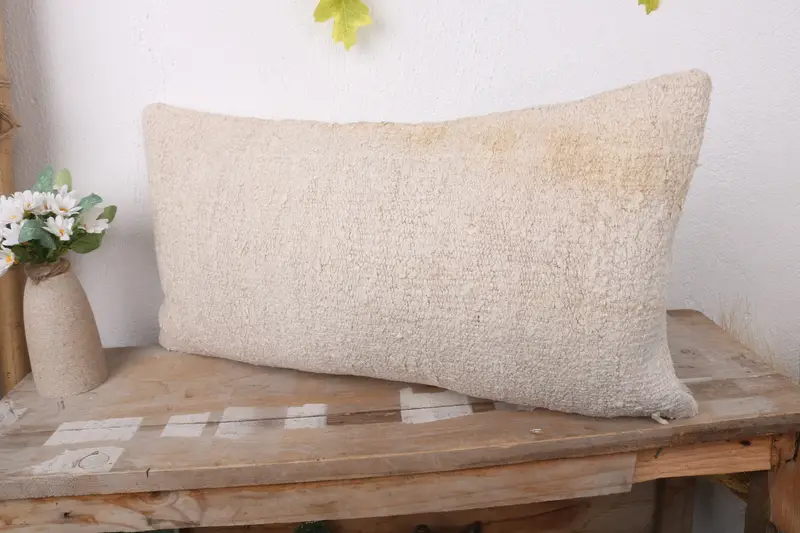 Pillow Case, Vintage Kilim Pillow, Bolster Throw Cushion, Handmade Kilim Cushion, 12x24 Beige Cushion Case, Interior Designer Pillow - 4