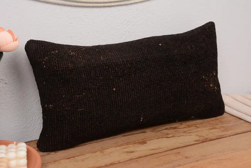 Braunes Southwestern besticktes Kissen, 12x24 handgemachtes Wurfkissen