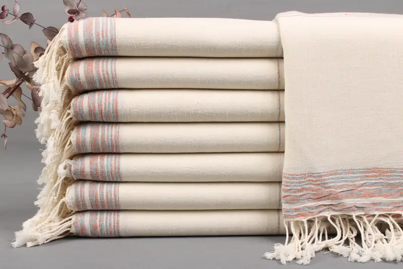 Personalized Turkish Beach Towel Striped Beige, 36x67 Inches