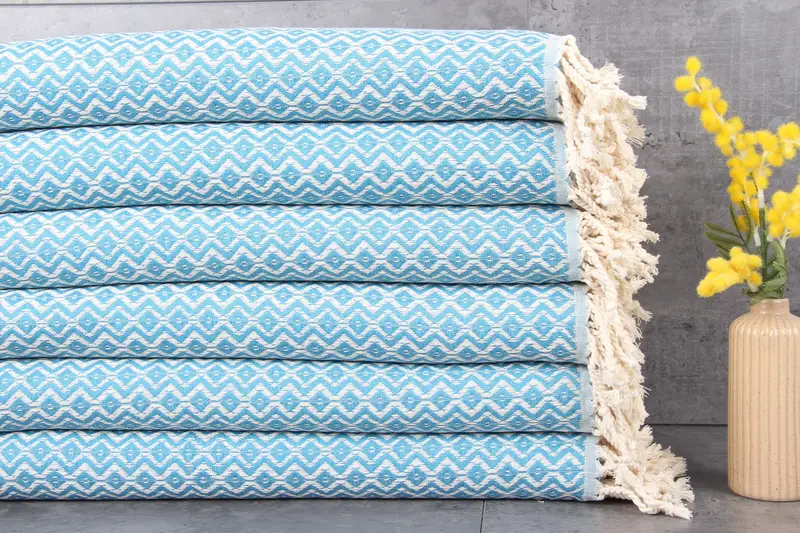 Turkish Bath Towel Organic Cotton Turquoise, 40x71 Inches