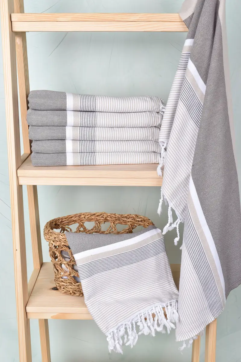 68x40 Cotton Striped Towel, Monogrammed Beach Towel, Turkish hand towel, Beach Size Towel, Personalized Bridesmaid Gift, Organic Towel, Home Gift - 3