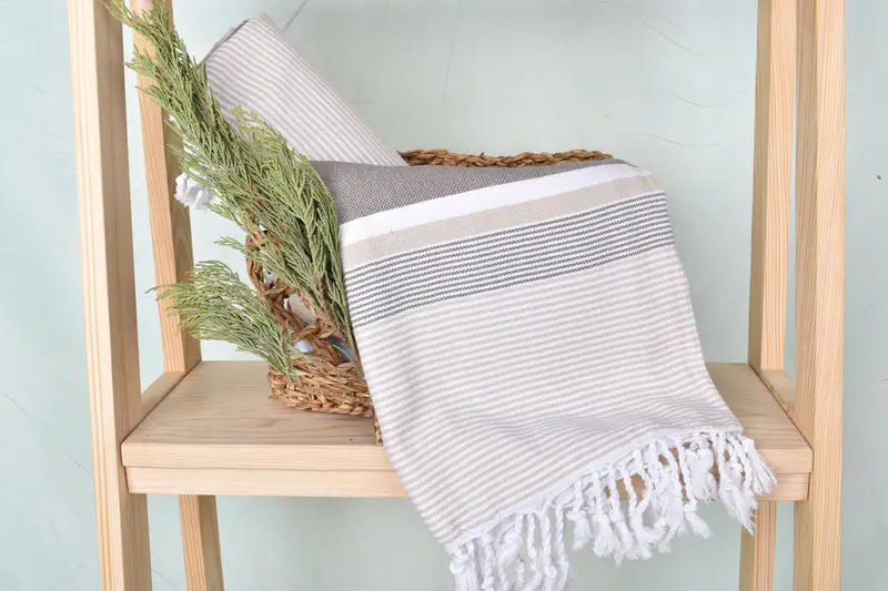 68x40 Cotton Striped Towel, Monogrammed Beach Towel, Turkish hand towel, Beach Size Towel, Personalized Bridesmaid Gift, Organic Towel, Home Gift - 4