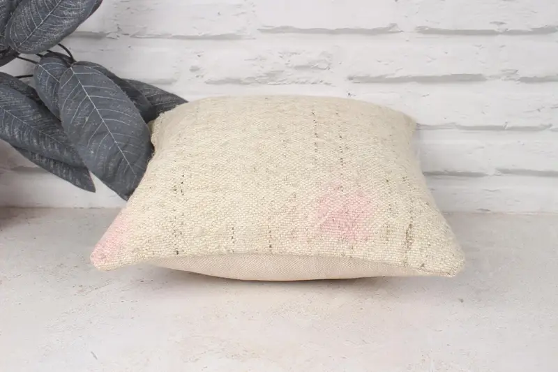 12x12 White Pillow Case, Turkish Kilim Pillow, Pillow Cover, Home Decor Pillow, Natural Pillow, Designer Throw Cushion Cover, Pillow for Sofa - 5