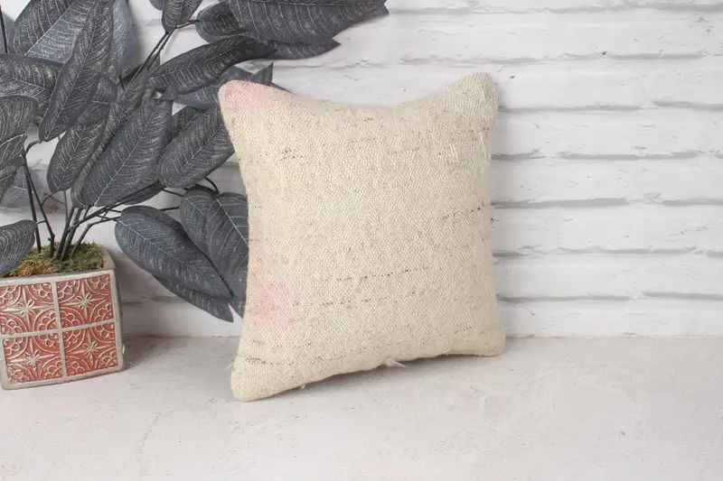 12x12 White Pillow Case, Turkish Kilim Pillow, Pillow Cover, Home Decor Pillow, Natural Pillow, Designer Throw Cushion Cover, Pillow for Sofa - 3