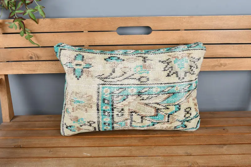 16x24 Beige Cushion Case, Aesthetic Pillow Sham, Cushion Case, Kilim Pillow Cover, Turkish Kilim Pillow, Home Decor Pillow - 6