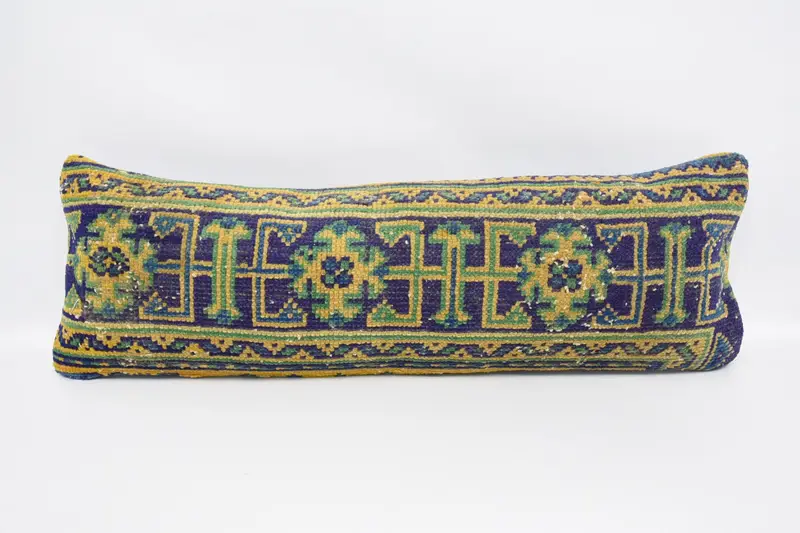 Plaid Vintage Cushion Cover, 12x36 inch Blue Gift Pillowcase - 1