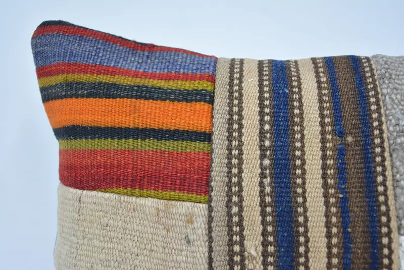 Boho Pillow, Gift Pillow, Turkish Bench Pillow Sham, Pillow Case, Throw Kilim Pillow, Bohemian Cushion Pillow Sham, 12x20 White Pillow - 2