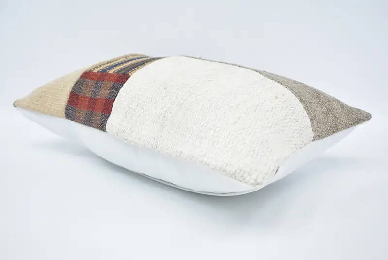Boho Pillow, Gift Pillow, Turkish Bench Pillow Sham, Pillow Case, Throw Kilim Pillow, Bohemian Cushion Pillow Sham, 12x20 White Pillow - 6