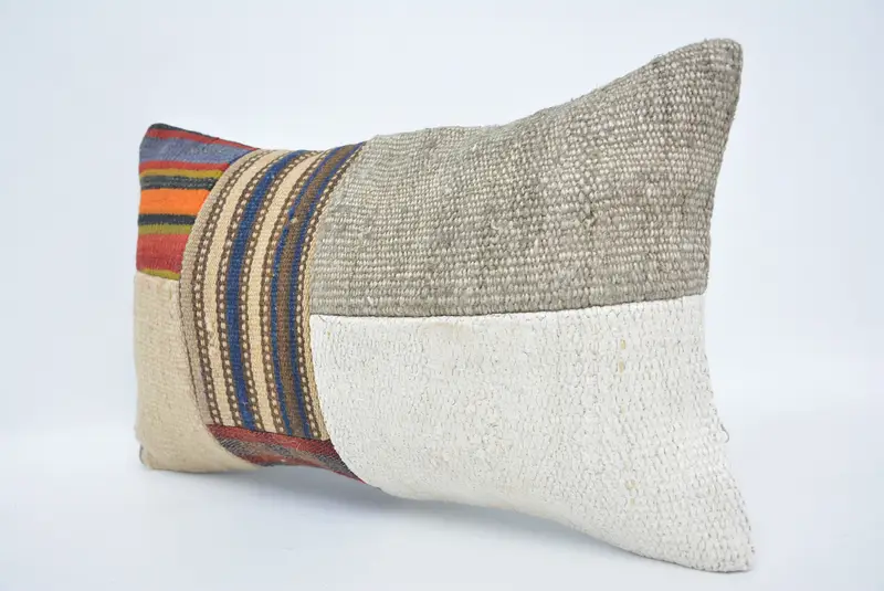 Boho Pillow, Gift Pillow, Turkish Bench Pillow Sham, Pillow Case, Throw Kilim Pillow, Bohemian Cushion Pillow Sham, 12x20 White Pillow - 4