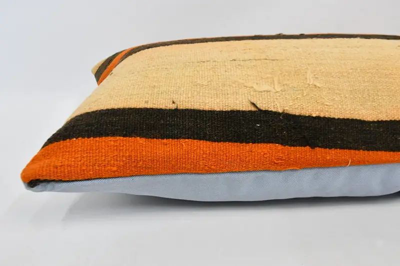 Home Decor Pillow, Cushion Case, Bright Cushion Case, Throw Kilim Pillow, 16x48 Beige Cushion Cover, Handwoven Pillow, Vintage Kilim Throw Pillow - 6