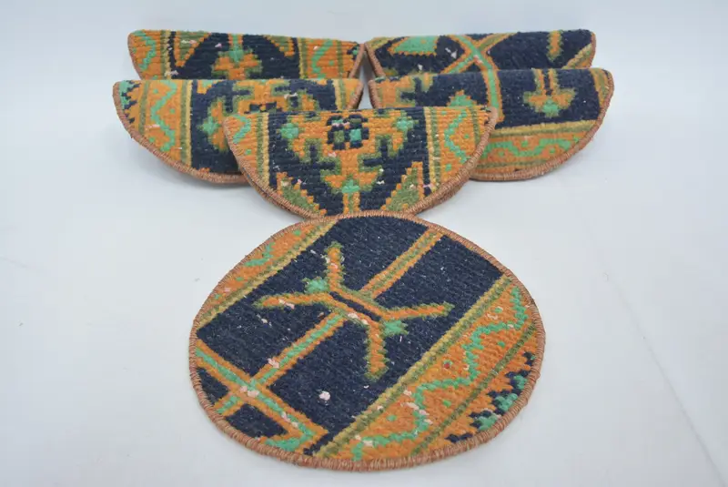 ボヘミアン ブルー & イエロー プレースマット、25 x 25 インチ アールデコ調装飾