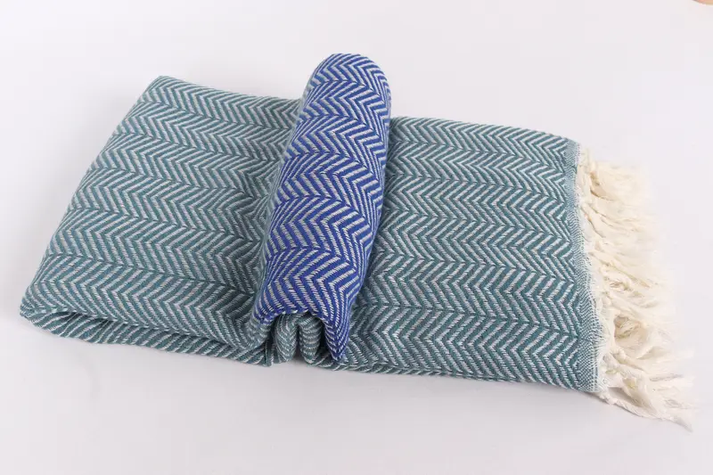 Turkish Cotton Throw Blanket, Engagement Gift, 84x80 Cotton Chevron Towel, Wedding Favors, Oversized Beach Towel, Bridal Shower Gift, Tablecloth - 6