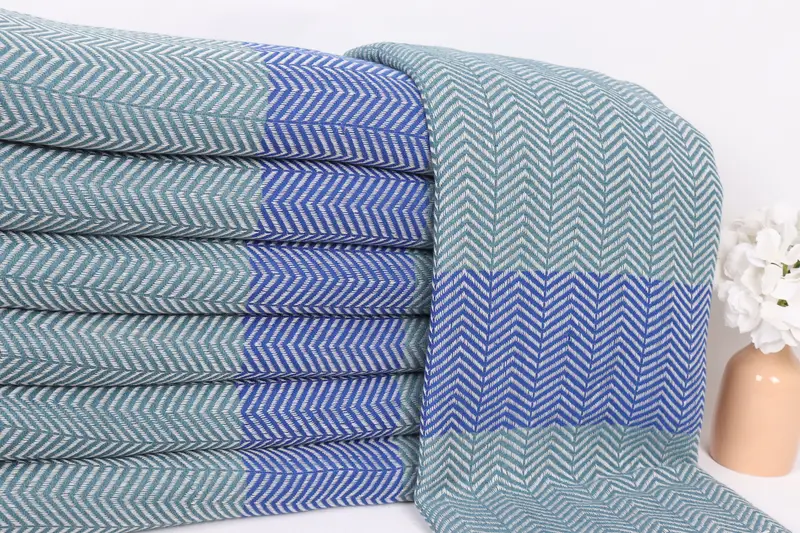 Turkish Cotton Throw Blanket, Engagement Gift, 84x80 Cotton Chevron Towel, Wedding Favors, Oversized Beach Towel, Bridal Shower Gift, Tablecloth - 2