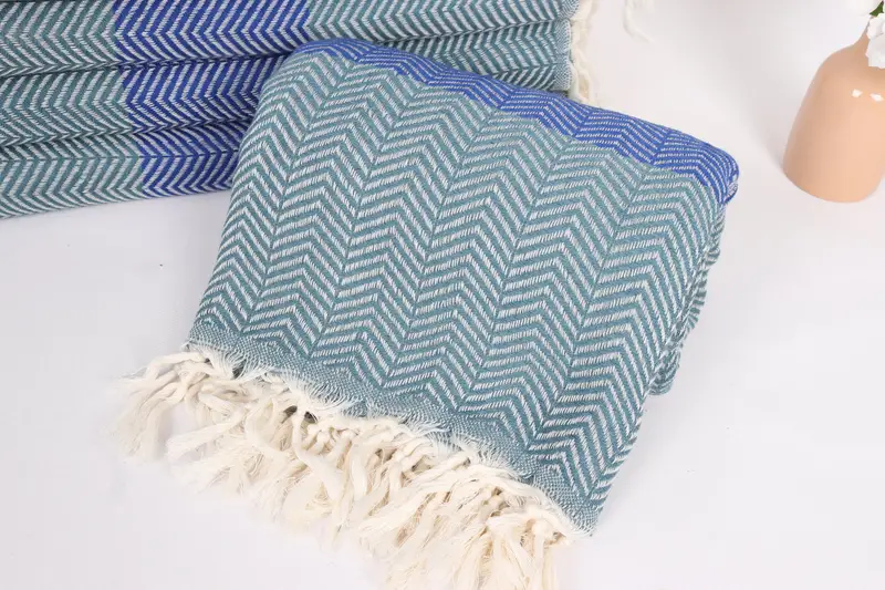Turkish Cotton Throw Blanket, Engagement Gift, 84x80 Cotton Chevron Towel, Wedding Favors, Oversized Beach Towel, Bridal Shower Gift, Tablecloth - 4
