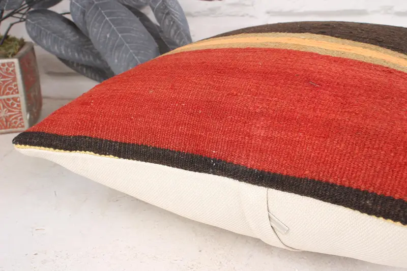 16x16 Red Pillow Sham, Kilim Pillow, Decorative Throw Cushion Case, Knitted Cushion, Cushion Case, Kilim Cushion Sham, Turkish Pillow - 7