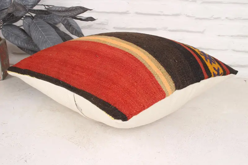 16x16 Red Pillow Sham, Kilim Pillow, Decorative Throw Cushion Case, Knitted Cushion, Cushion Case, Kilim Cushion Sham, Turkish Pillow - 6