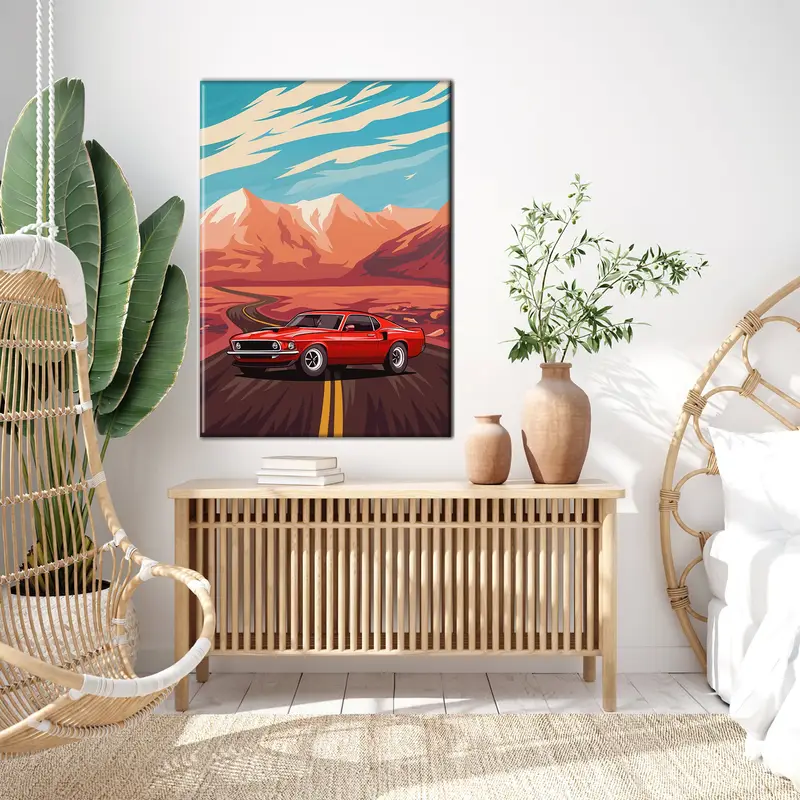 Retro American Muscle Car Poster, Muscle Car Canvas, Ford Mustang Canvas, American Muscle Wall Art, Car Canvas, Vintage Car Canvas, - 5