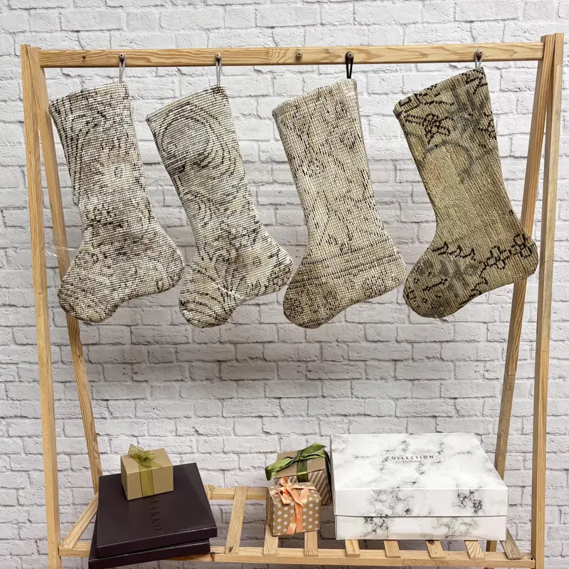 Rainbow-Colored Christmas Stocking, Festive Ornament Pattern Stocking