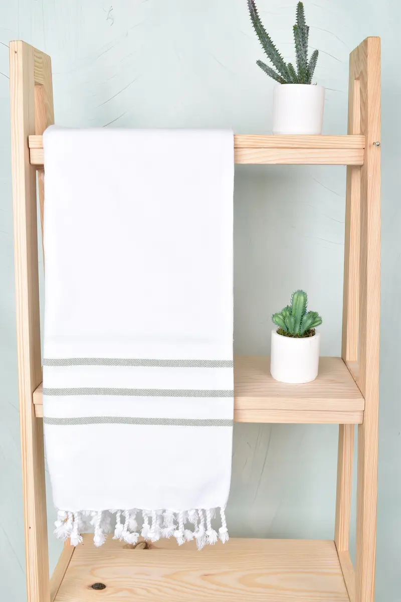 Unique Gift, Quick-dry towel, Custom Beach Towels, Thin towel, 70x40 Cotton Striped Towel, Extra large Turkish bath towel, Embroidered Towel - 8