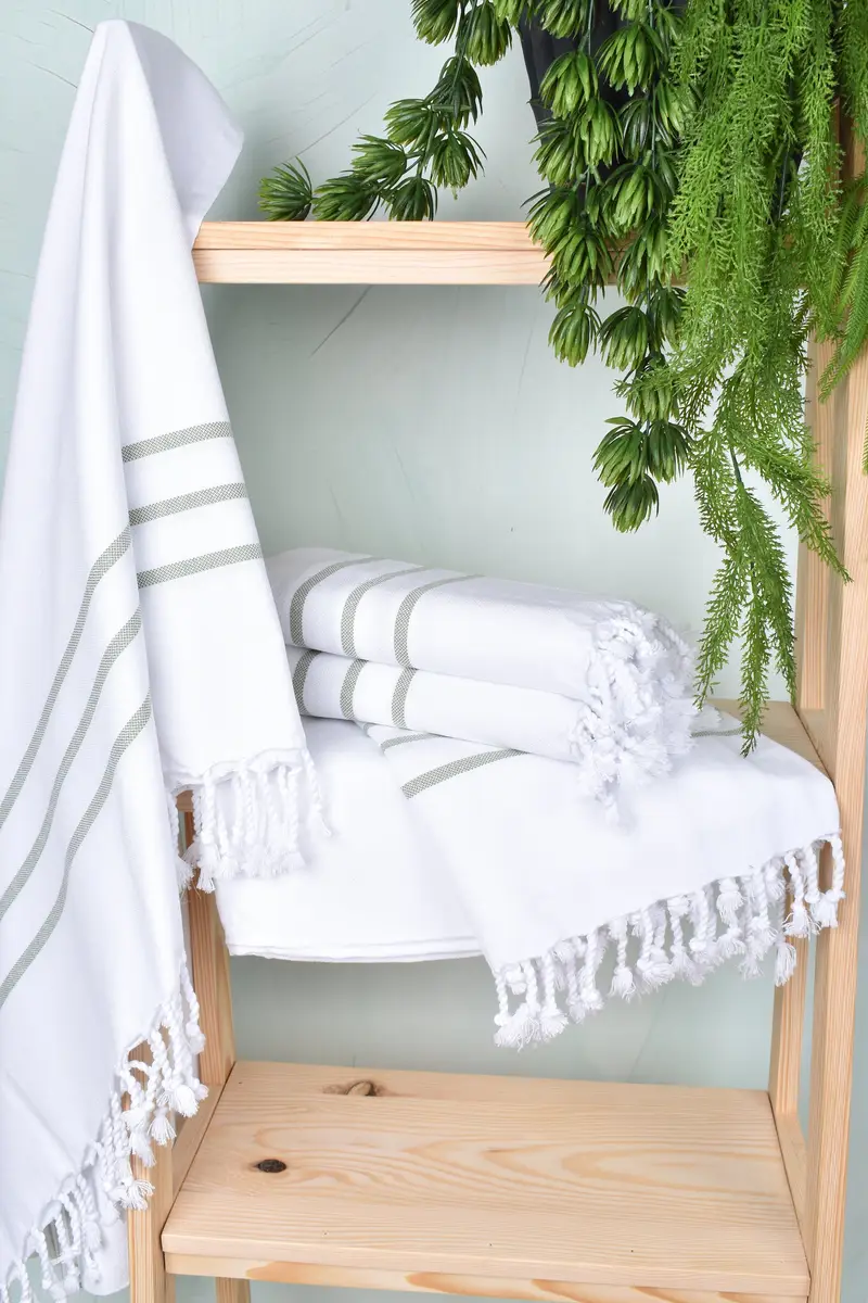 Unique Gift, Quick-dry towel, Custom Beach Towels, Thin towel, 70x40 Cotton Striped Towel, Extra large Turkish bath towel, Embroidered Towel - 6