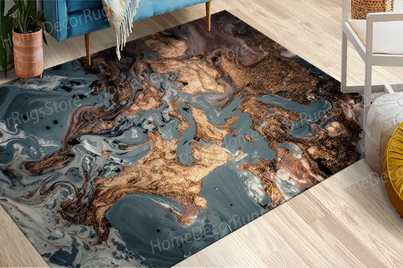 Elegant Modern Marble Printed Rug: Luxury Home Decor