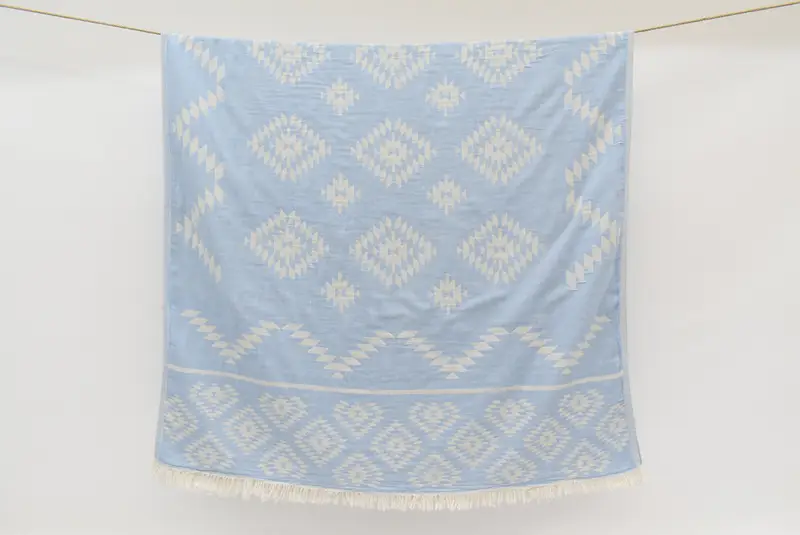 バスタオル、ライトブルー、40x70、オーガニックトルコタオル - 1