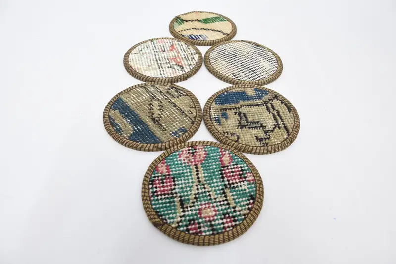 Böhmische blaue und braune Untersetzer, runde böhmische Untersetzer