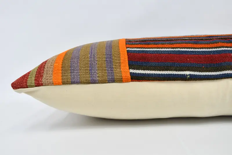 Bright Cushion, Pillow for Couch, Couch Pillow, Kilim Cushion Sham, 16x36 Orange Cushion, Pillow, Turkish Pillow, Christmas Pillow Case - 5