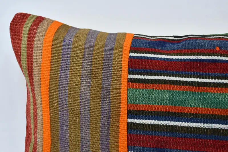 Bright Cushion, Pillow for Couch, Couch Pillow, Kilim Cushion Sham, 16x36 Orange Cushion, Pillow, Turkish Pillow, Christmas Pillow Case - 2