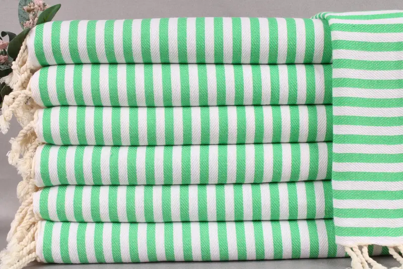 Coffee Tea Towel Monogrammed Green Chevron, 18x40 Inches