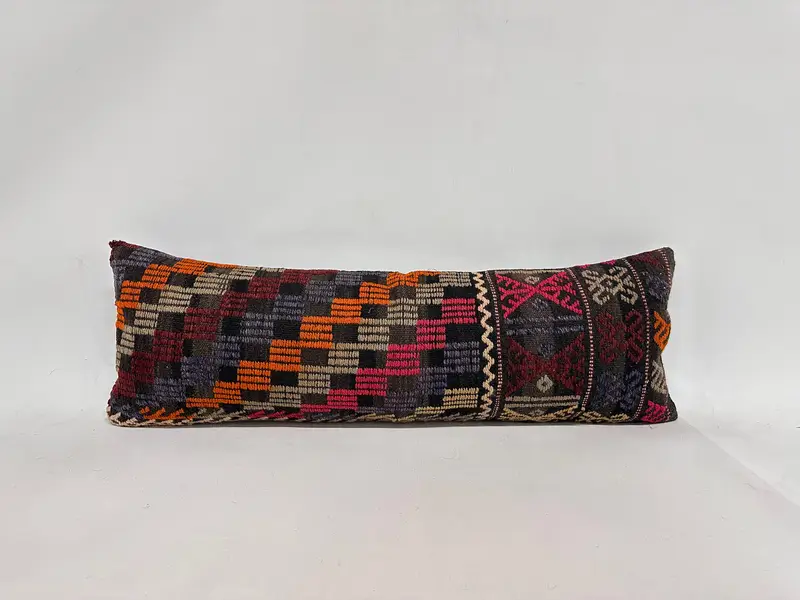 Hediye Yastığı, 12x36 Turuncu Yastık, Boho Atma Yastığı Sham, Kilim Yastığı Atma, Yastık Kılıfı, Rahat Atma Yastığı, Vintage Kilim Yastığı - 1
