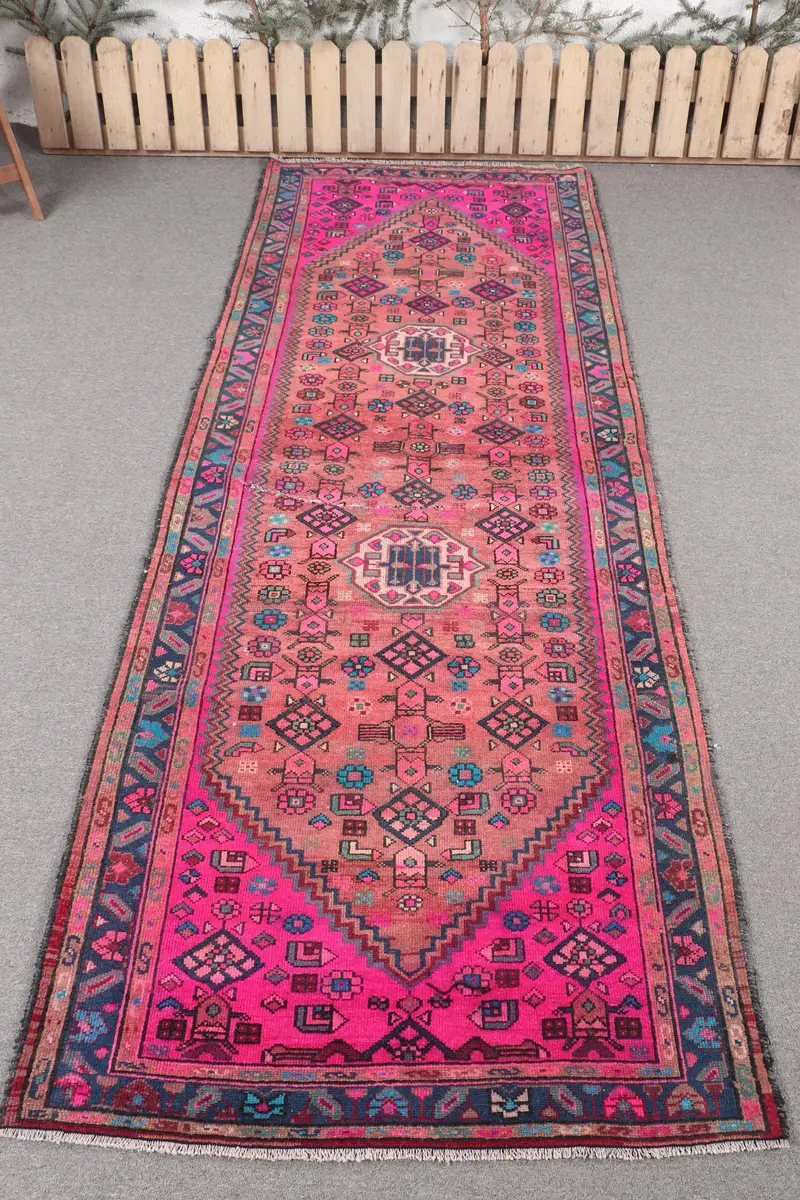 Alfombra Hecha a Mano 10x2m Camuflaje Rosa Naranja