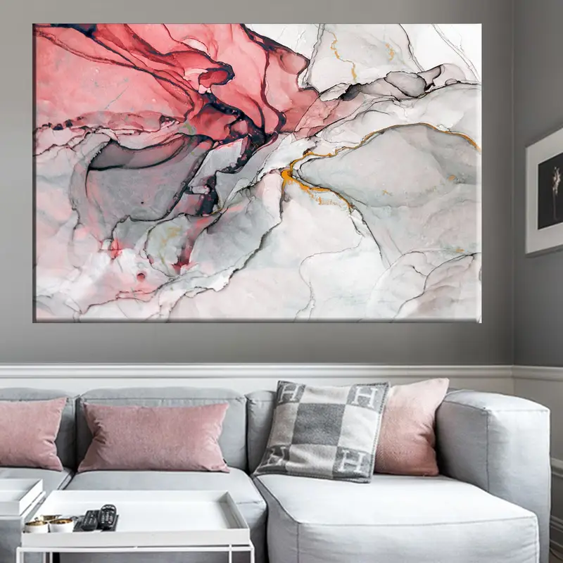 Abstract Marble Art, Red and Gray Abstract Art, Marble Wall Art, Abstract Canvas Art, Modern Abstract Art, Abstract Canvas Print, Wall Art, - 6