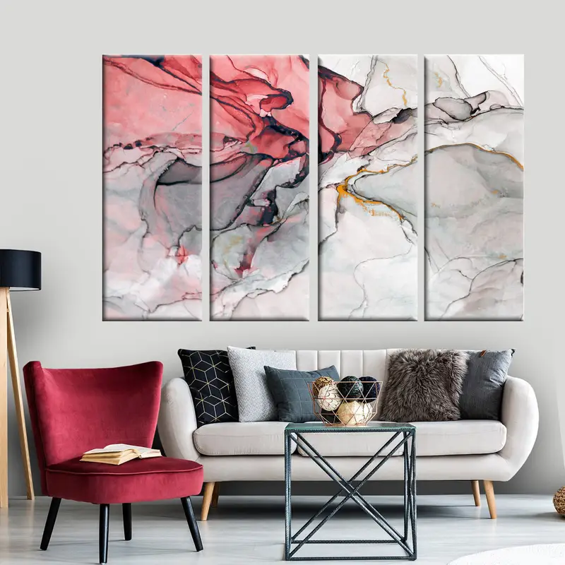 Abstract Marble Art, Red and Gray Abstract Art, Marble Wall Art, Abstract Canvas Art, Modern Abstract Art, Abstract Canvas Print, Wall Art, - 2