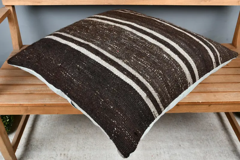 28x28 Brown Cushion, Square Throw Pillow Sham, Pillow, Pillow for Sofa, Throw Kilim Pillow, Couch Pillow Sham, Authentic Cushion Case, Boho Pillow - 2