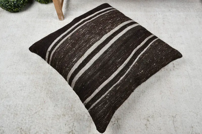 28x28 Brown Cushion, Square Throw Pillow Sham, Pillow, Pillow for Sofa, Throw Kilim Pillow, Couch Pillow Sham, Authentic Cushion Case, Boho Pillow - 8