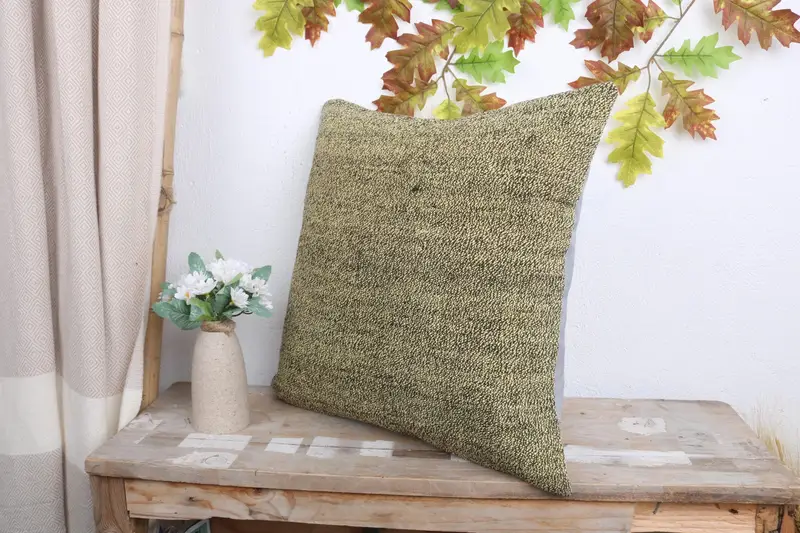 Antique Pillows, Outdoor Bolster Cushion Case, Home Decor Pillow, 18x18 Brown Pillow Case, Indoor Cushion, Pillow Case, Handmade Kilim Cushion - 4