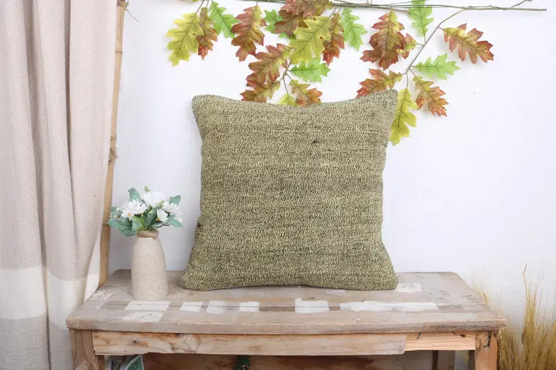Antique Pillows, Outdoor Bolster Cushion Case, Home Decor Pillow, 18x18 Brown Pillow Case, Indoor Cushion, Pillow Case, Handmade Kilim Cushion - 1