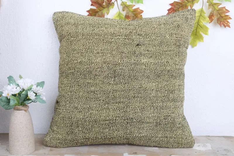 Antique Pillows, Outdoor Bolster Cushion Case, Home Decor Pillow, 18x18 Brown Pillow Case, Indoor Cushion, Pillow Case, Handmade Kilim Cushion - 2